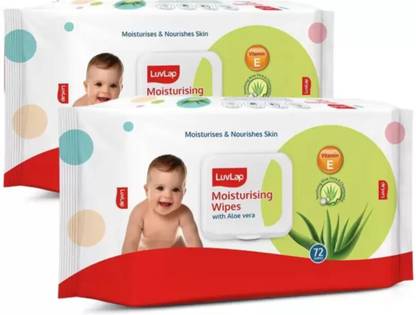 LuvLap Paraben Free wipes for baby with Aloe Vera, Fragrance Free, 72 wipes/pack