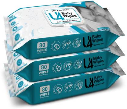 adbeni Soft Cleansing Baby Wipes with Lid, Pack Of 3 | Moist Wet Wipes & Extra Thick