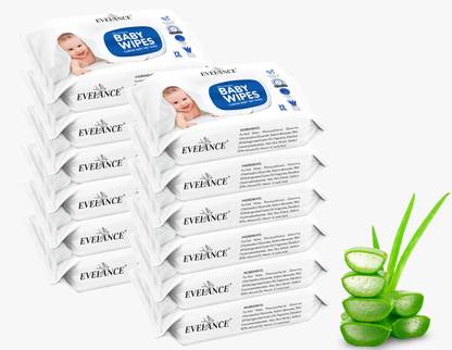 EVELANCE Soft Cleansing Baby Wipes with Aloe Vera, Almond Oil and Vitamin E