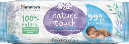HIMALAYA Nature Touch Water Baby Wipes | 99% Pure Water | For Sensitive Skin (72 Wipes)