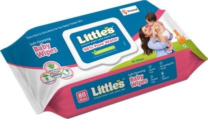 Little's Soft Cleansing Baby Wipes with Aloe Vera, Jojoba Oil and Vitamin E, Lid Pack