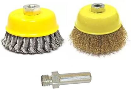 Kiesh CBNTN01 Combo of Twisted Cup Brush and Non Twisted Brush With Drill Attachment Wheel Brush