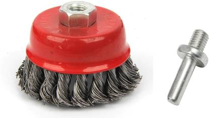Digital Craft 3inch Rotary Twisted Knot Flat Cup Steel Wire Wheel Brush For 4Inch Angle Grinder Rust Paint Removal Steel Wire Brush With M10 Screw Connector Wheel Brush