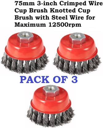 REIOENT HIGH QUALITY 75mm 3-inch Crimped Wire Cup Brush Knotted Cup Brush Wheel Brush