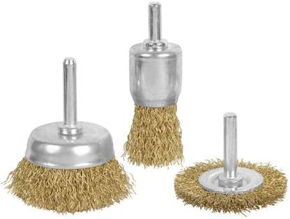 REIOENT QUALITY Wire Brush Set Copper Plated Crimped Steel Wheel Cup End Cleaning Tool Wheel Brush