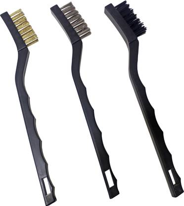 Harden Nylon, Steel & Brass WireBrush Scraper, Plastic Handle-for De-rusting & Cleaning Handle Scratch Brush