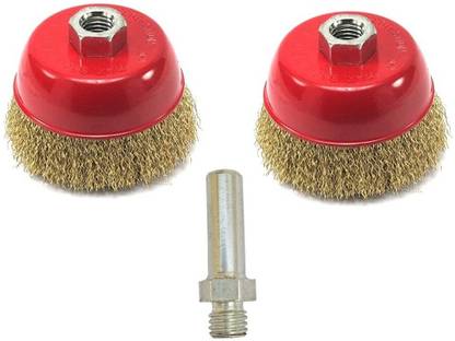 Inditrust new Wire Cup Brush set 2pc Non Twisted cup brush with 1pc Adopter (Pack of 3) Wheel Brush