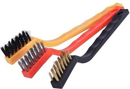 Ollon Mini Wire Brush,Tool With Brass Ideal For Rust Removing,Gas Stove Cleaning Handle Scratch Brush