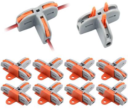 Appster Wire Connectors T-Shape 3 Way Conductor Quick Cable Splitter Electrical Push-in Terminal Block Compact Cable Connector Universal Wiring for AWG 28-12 Cables Wire Connector