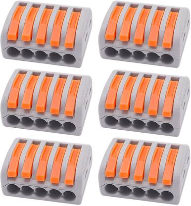 Woodtula Lever-Nut Wire Connectors Splicing Connectors spices (6pcs, 5-Port, Orange) Lever Wire Connector