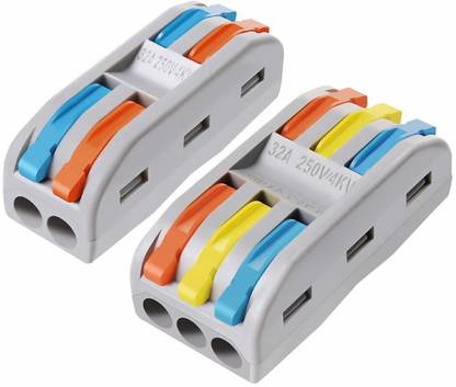 SK Electroncs Push-in Lock Universal Connector (3 in 3 out 4Pcs & 2 in 2 out 4Pcs) Lever Wire Nut Connectors, Wires Size 0.08-4.0sqmm 28-12 AWG Terminal Block Connectors, Wire Connector
