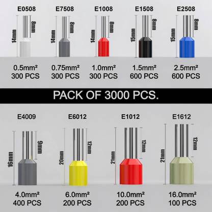 Leyden 3000 Pcs 0.5-16mm² Assorted Ferrule Connector End Terminal For Panel Wiring Ferrule Wire Connector