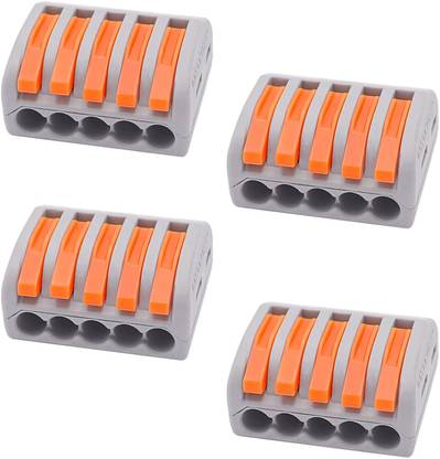 Woodtula Lever Wire Splicing Connectors Push-in Electrical Connectors(4pcs,5-Port,Orange) Lever Wire Connector