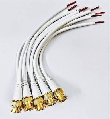 VOLTAEK BNC Connector with Copper Wire Moulded for connecting a camera White, Pack of 5 bnc connector Wire Connector
