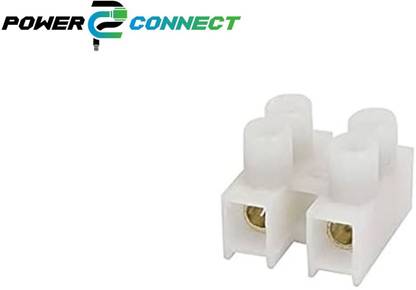 POWER CONNECT 2 Way Terminal Strip Screw Terminal Barrier Block White (Pack of 100) Insulated Electrical Terminal Wire Connector