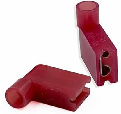 GLOBOMOTIVE Nylon 22-18 AWG Flag Type Spade Insulated Female Quick Disconnects Electrical Crimp Terminal - Push On Insulated Terminal Wire Connector