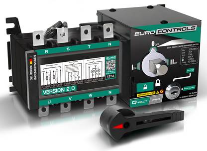 Euro Controls Q-Pact Black Pro ATS 125A 4 POLE Heavy Duty Auto Transfer Switch Dual Source - Motorized switching - Control signal - Busbar Wire Connector
