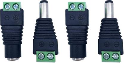 xenee DC Power Jack Plug Adapter Connector,12V, 24V Male +Female 2 SET DC connector Wire Connector
