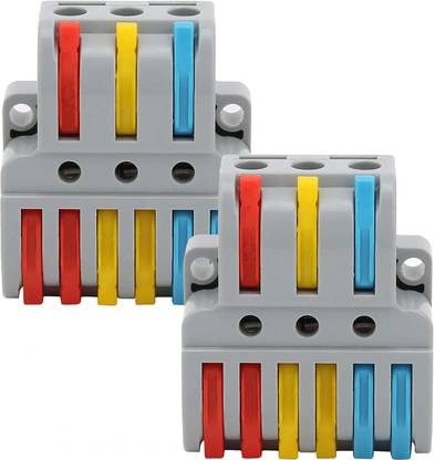 Woodtula Mini Wire Connectors - Electrical Connectores (2pcs, 3 to 6 inline, Multi) Lever Wire Connector