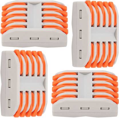 Besillia Splicing Wire connectore Circuit Inline Splices (4pcs, 5 to 5 inline, Orange) Lever Wire Connector