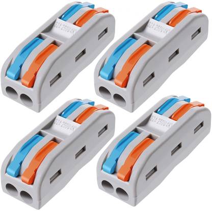 Woodtula Compact Connectors Circuit Inline Splices Terminal (4pcs, 2 to 2 inline, Multi) Lever Wire Connector