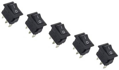 DEPOKE Rocker Button Mini Switch SPDT 3 Pin ON-Off 6A 250VAC 3 Pin Heavy Duty (5pcs) Rocker Switch Wire Connector