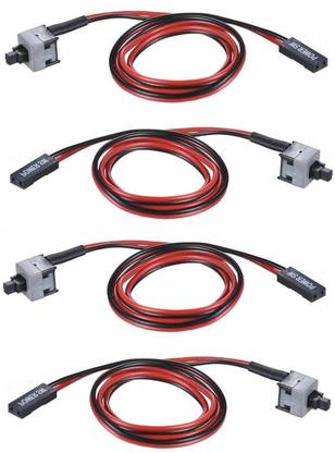 Paruht 4-Pcs -Pcs ATX Power Switch On/Off/Reset with push button Computer motherboard jump start for replacement Wire Connector