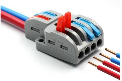 Onneybrothers 1 Pcs Lock Push-in Connector 2 inputs 4 outputs Wires Size 0.08-4.0sqmm 28-12AWG Universal Connector Terminal Block Connectors, Lever Wire Connectors, Wire Connector