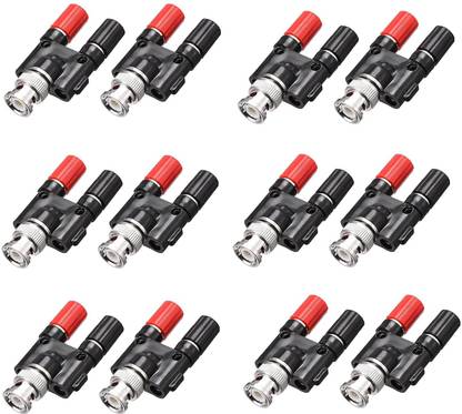 fdealz Terminal Binding Post Amplifier BNC Male to Dual Banana Socket Screw Speaker banana plug test probe connector spade terminals or wire. Wire Connector
