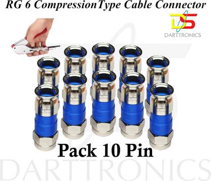 DARTTORNICS RG6 Cable for 6 mm Size Coaxial Cable Pin Compression type Pin Wire Connector