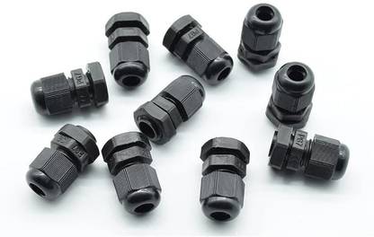 ERHIndia 10 Pcs IP68 PG7 Wire Cable CE Black Waterproof Nylon Plastic Nylon Plastic Cable Gland Connector Wire Connector