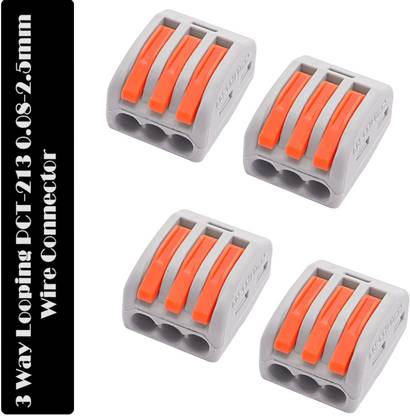Roboway 3 Way Looping PCT-213 0.08-2.5mm, Terminal Block with Spring Lock Lever Cable Connection Wire Connector