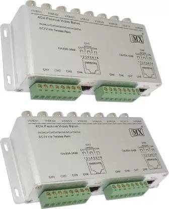 ULTRABYTES 1 Pair 8 Channel Passive BNC Video Balun Coaxial over UTP Cat Cable upto 300M Transceiver for CCTV Camera and DVR Wire Connector