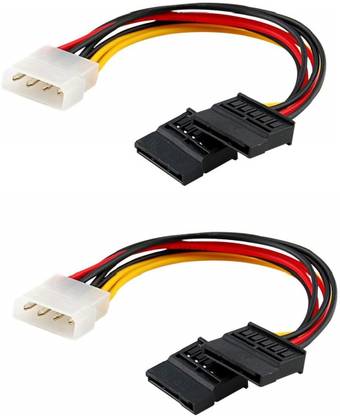 Paruht (2 Pcs) 4-Pin Molex to Dual SATA Power Y-Cable Connector For Internal Hard Disk Drive, HDD, SSD & DVD Writer Wire Connector