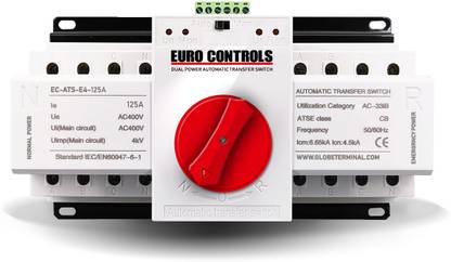 Euro Controls ATS 4 POLE 125A Pro Auto Transfer Switch Dual Source - Motorized switching - Control signal - Wide Wire Connector