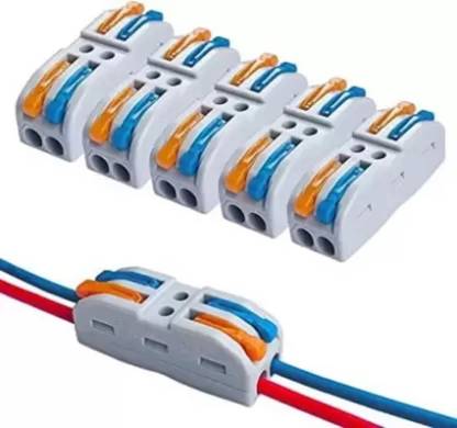Onneybrothers 5 Pcs PCT Push 2in-2out Connector 5 Pcs PCT Push 2in-2out Connector Compact Wires Size 0.08-4.0sqmm 28-12AWG Wire Connector