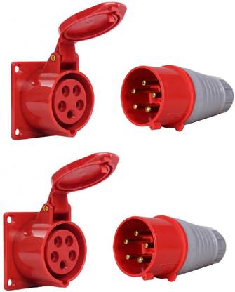 DECENT AIR SYSTEM 32A 5 Pin 3 Phase AC380V 415V IP44 Panel Mount Male Female 2Pair Industrial Plug Socket Wire Connector