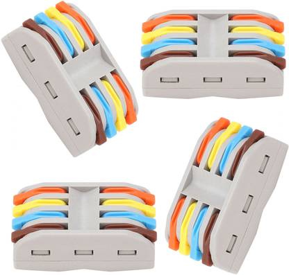 Woodtula Quick connectore Terminal Electrical Connectors (4pcs, 4 to 4 inline, Multi) Lever Wire Connector
