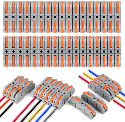 ELEPHANTBOAT Wire Connector, 34 Pcs Universal Connection Terminals, 2 Circuit Inline Splices Conductor Clamp, Quick & Freely Assemble Wire Connector