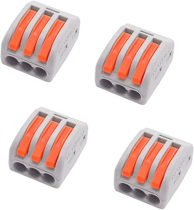 Besillia Quick Wire Connectors - Compact Splicing Wire Connectors (4pcs, 3-Port, Orange) Lever Wire Connector