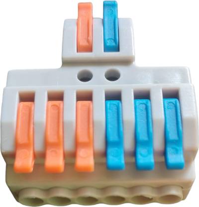 SK Electroncs 1 Pcs/ 2 in 6 out Locking Push-in Lever Wire nut Connectors Wires Size 0.08-4.0sqmm , Universal Cable Connectors, Electrical Terminal Connector Wire Connector