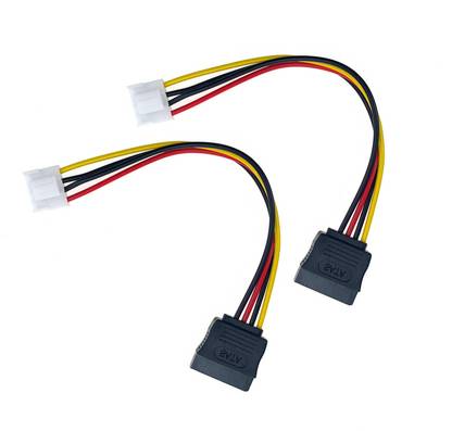 Paruht 2-Pcs FDD Floppy 4Pin Female Mini Connector to 15Pin Sata Compatible HDD DVR Drive Power Cable Wire Connector