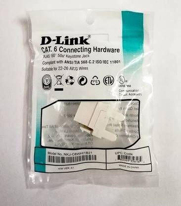 EIS cat 6 d-link i/o port keystone jack - rj45 ethernet cat6 wall jack white Cable Type Ethernet Wire Connector