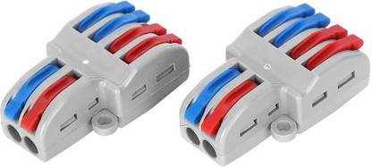 Onneybrothers 2 Pcs/ 2in 4 out Push-in Lock Universal Connector Wires Size 0.08-4.0sqmm 28-12AWG Terminal Block Connectors, Lever Wire Connectors Wire Connector
