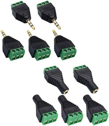 fdealz 3 Pole 3.5mm Screw Terminal 3.5mm (1/8) Stereo Audio Male to 3 Pin Female 3.5mm (1/8) Stereo Audio Female to 3 Pin Female Screw Terminal Wire Connector