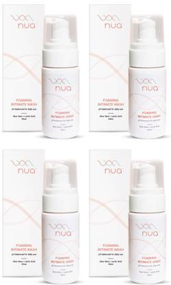 Nua Foaming Intimate Wash Enriched with Aloe Vera and Lactic Acid 100ml Pack of 4 Intimate Wash