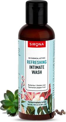 SIRONA Natural pH balanced Intimate Wash - 100 ml, with 5 Magical Herbs & No Chemical Actives - Helps Reduce Odor, Itching & Maintains Hygiene for Men and Women Intimate Wash