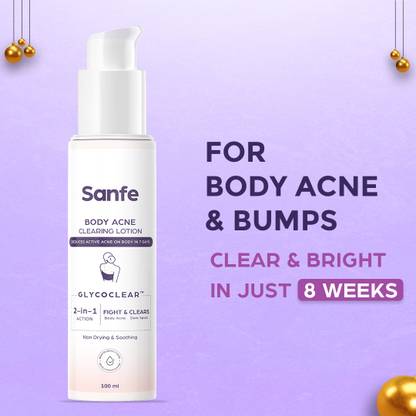 Sanfe Body Acne Clearing Lotion For Acne & Ingrowns| For Exfoliation & 24 Hr Moisture Intimate Cream