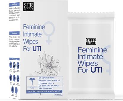 SheNeed Feminine Intimate Wipes for UTI-fungus & bacteria-10 Wipes Intimate Wipes