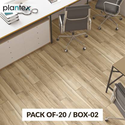 Plantex Click N Lock Wooden Flooring for HomeSPC Tiles for Floor-60 Square Ft/20 Tiles Wood Textured